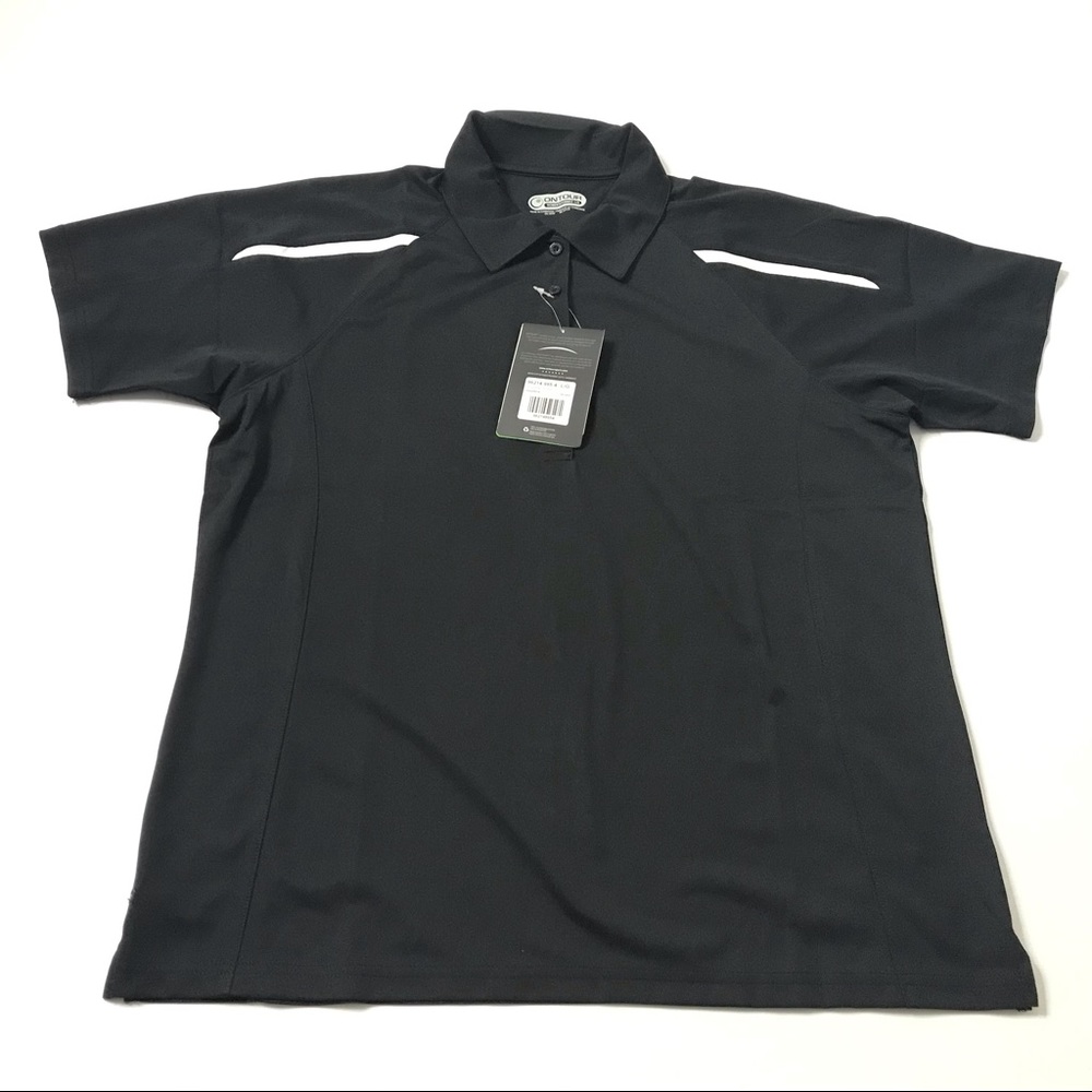 On Tour Women's Golf Polo Shirt Black White Trim